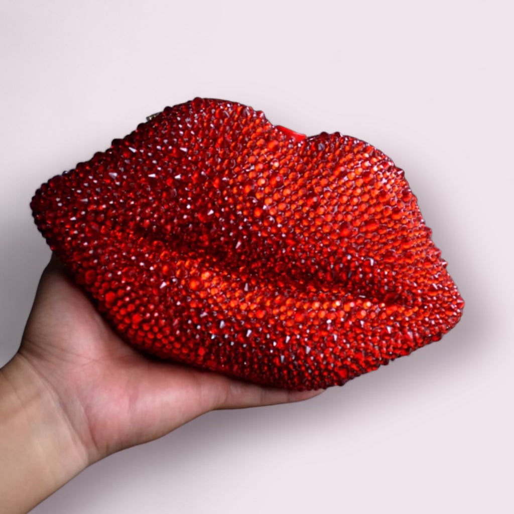 MBB Bling Red Lip Clutch