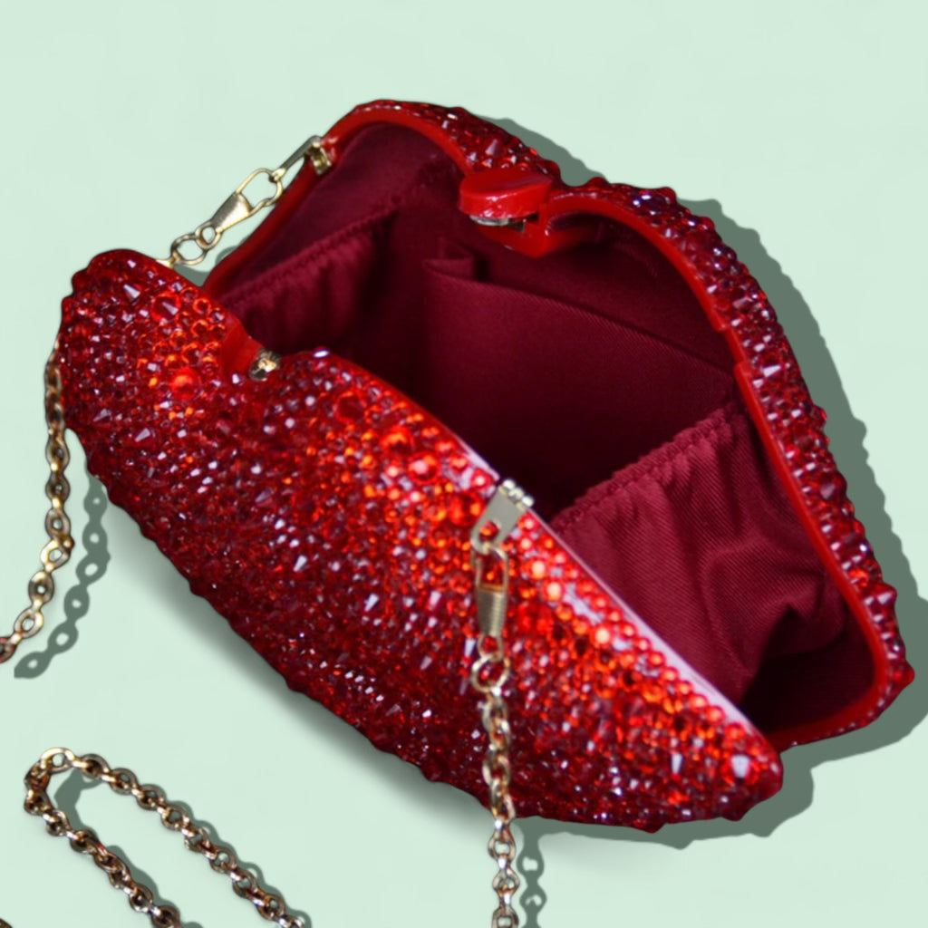 MBB Bling Red Lip Clutch